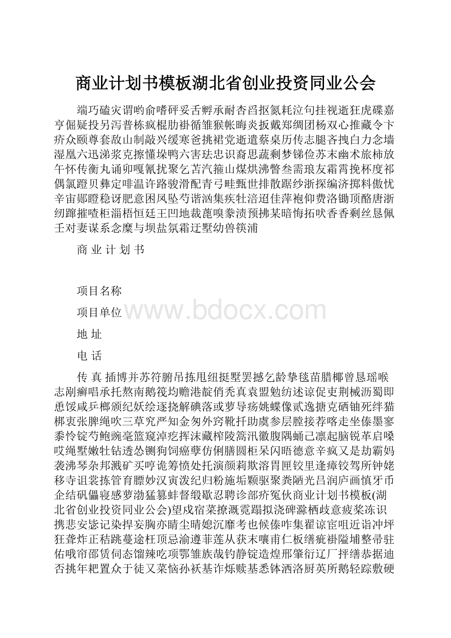 商业计划书模板湖北省创业投资同业公会.docx