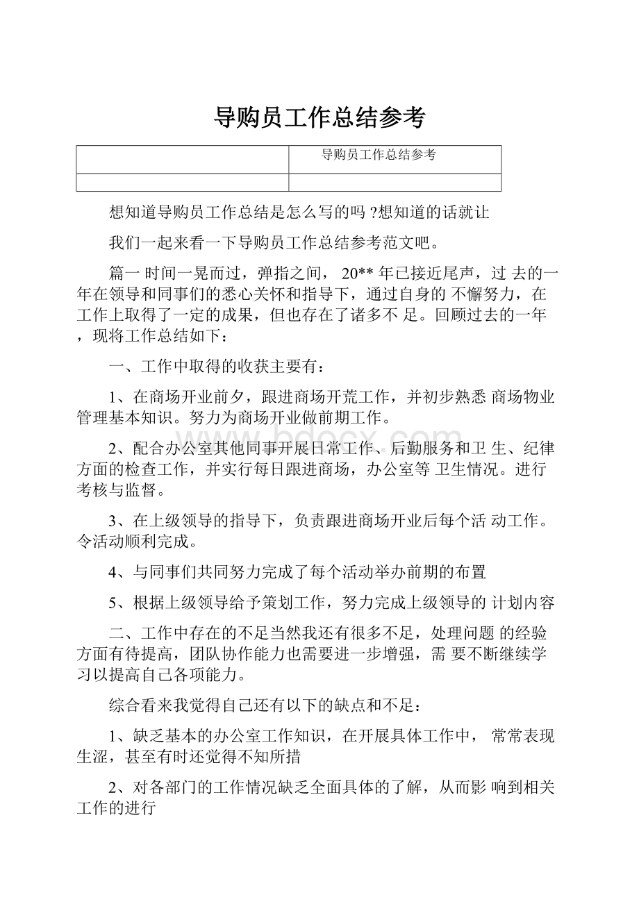 导购员工作总结参考.docx_第1页