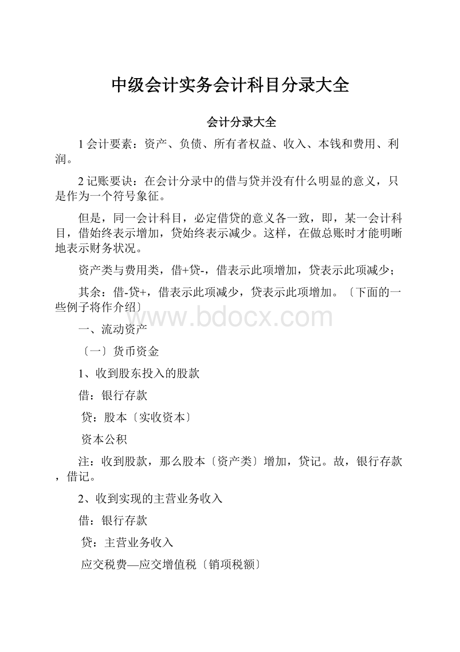 中级会计实务会计科目分录大全.docx