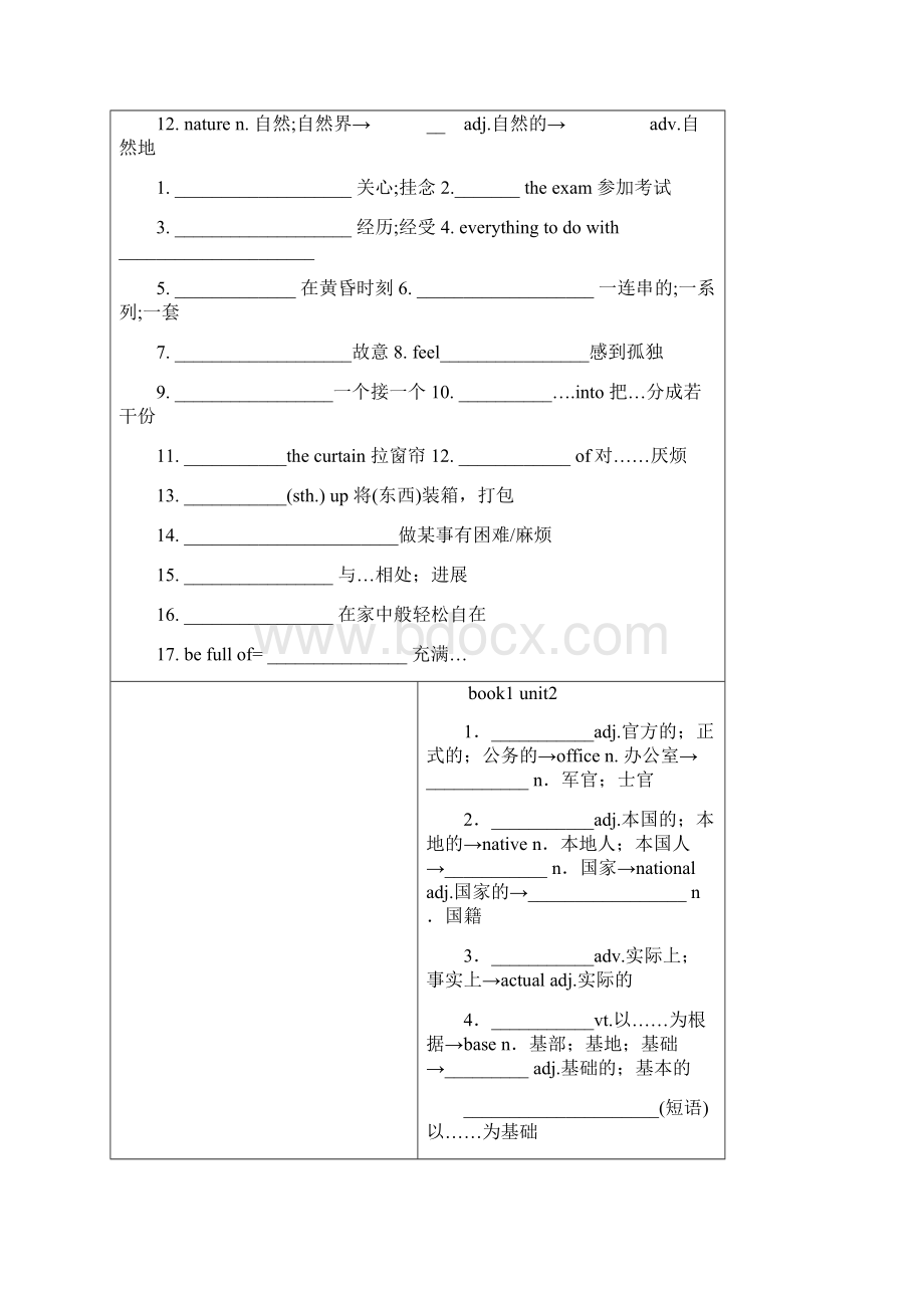 廊坊各单元重点单词词形变化及短语填空.docx_第2页