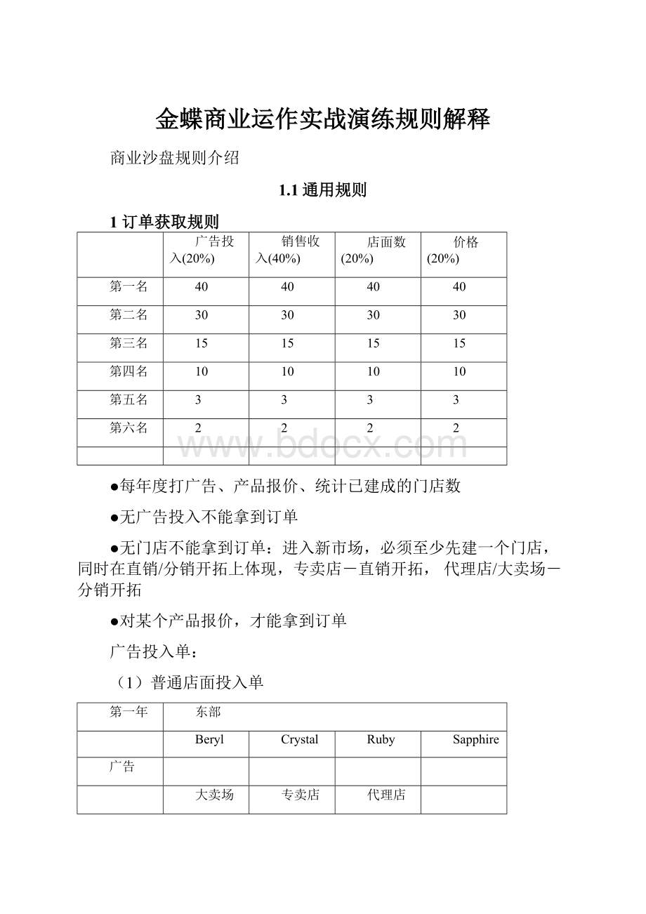 金蝶商业运作实战演练规则解释.docx