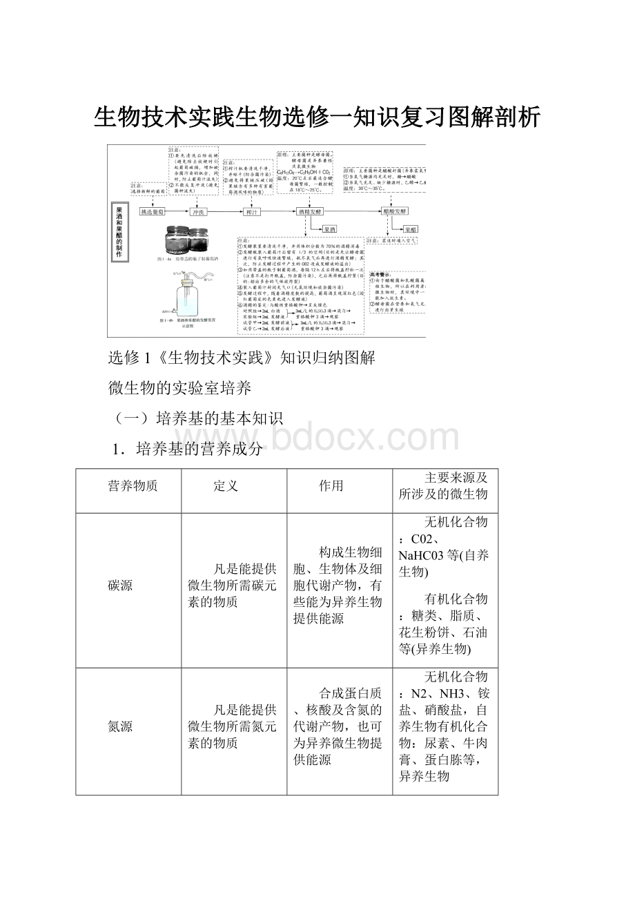 生物技术实践生物选修一知识复习图解剖析.docx