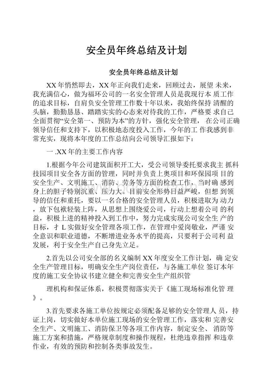 安全员年终总结及计划.docx