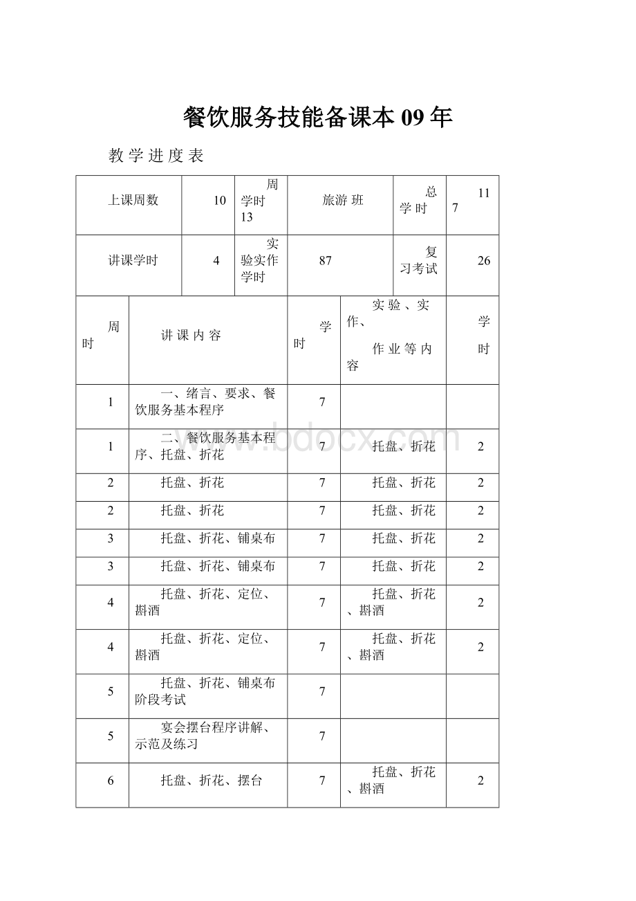 餐饮服务技能备课本09年.docx