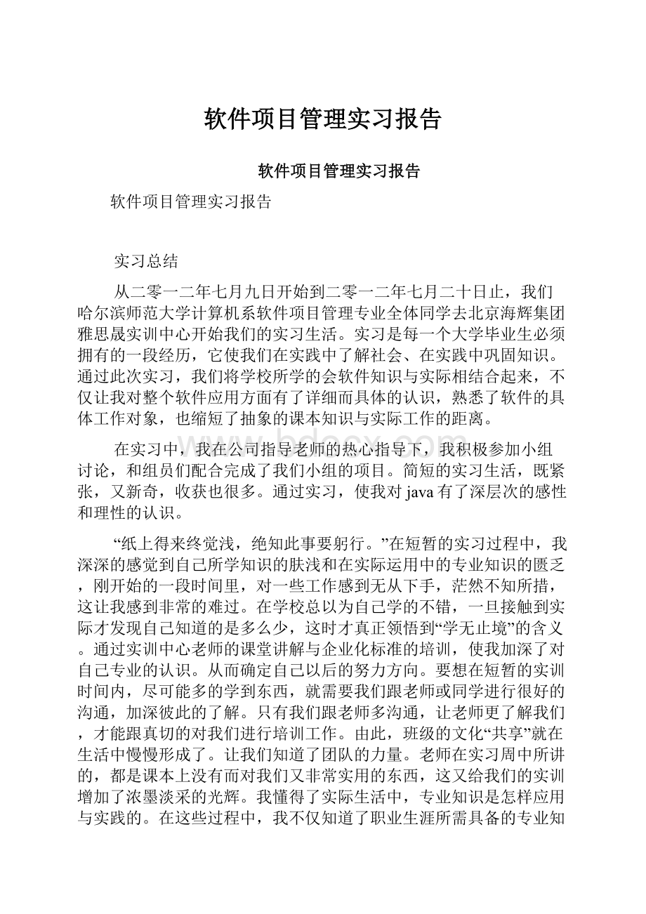 软件项目管理实习报告.docx