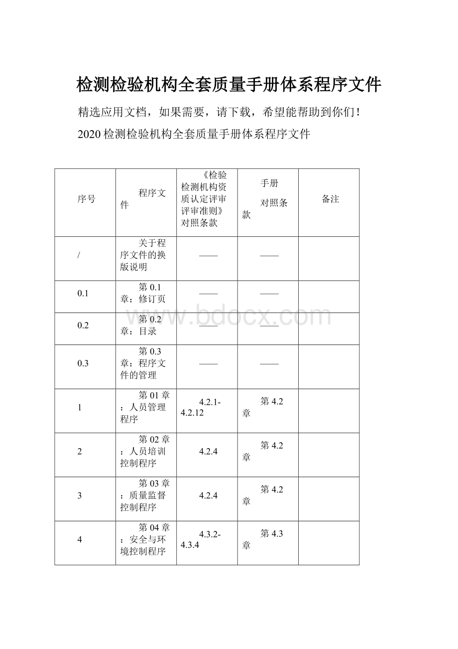 检测检验机构全套质量手册体系程序文件.docx_第1页