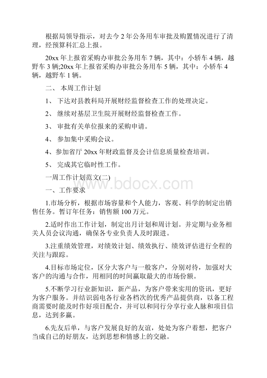 一周工作计划与一周工作计划书汇编.docx_第2页