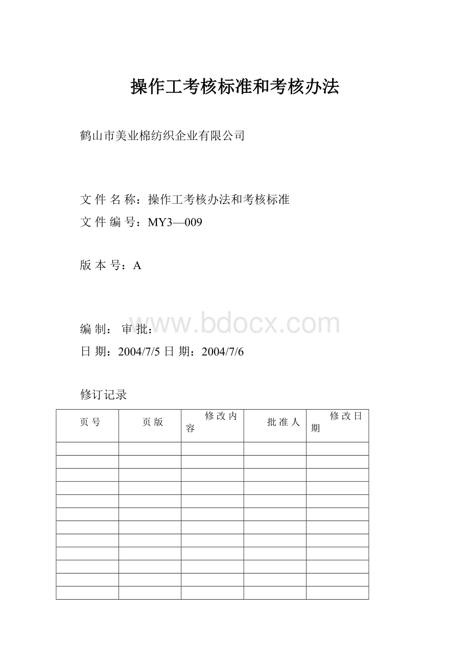 操作工考核标准和考核办法.docx_第1页