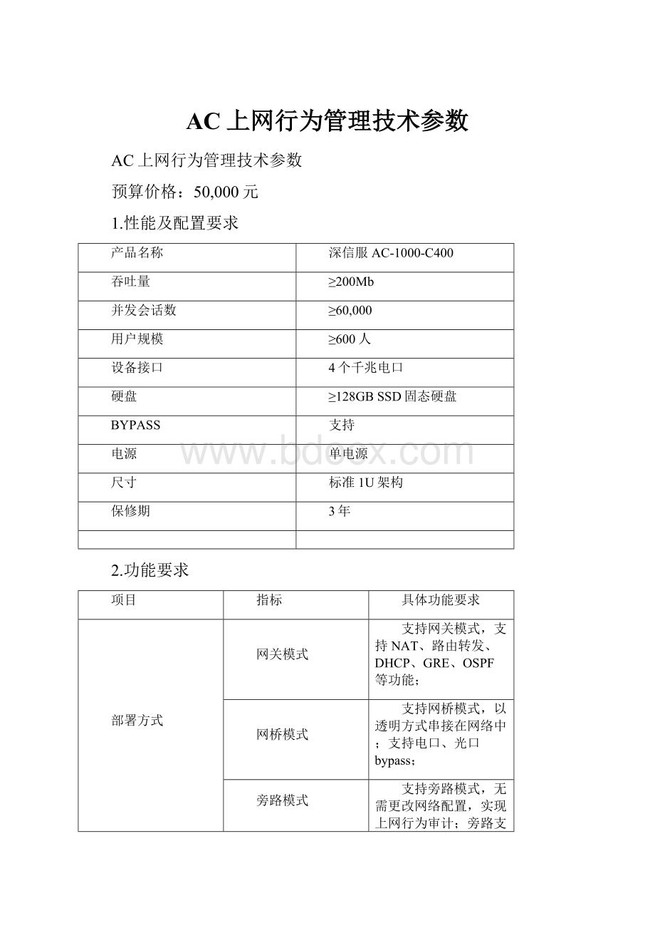 AC上网行为管理技术参数.docx_第1页