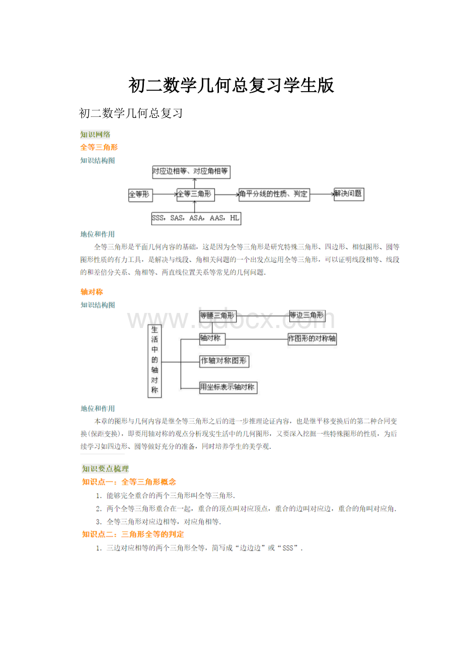 初二数学几何总复习学生版.docx