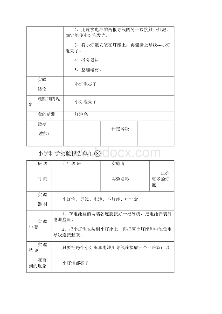 教科版小学科学四年级下册科学实验报告单.docx_第2页