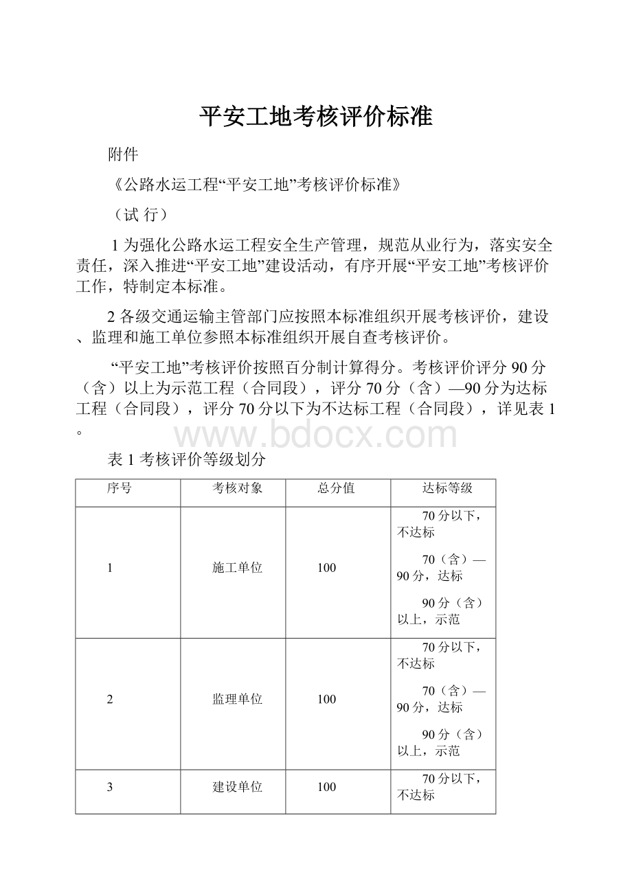 平安工地考核评价标准.docx_第1页