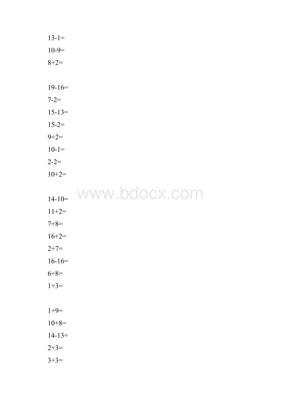 word完整版小学一年级数学上册口算练习题总汇.docx_第3页