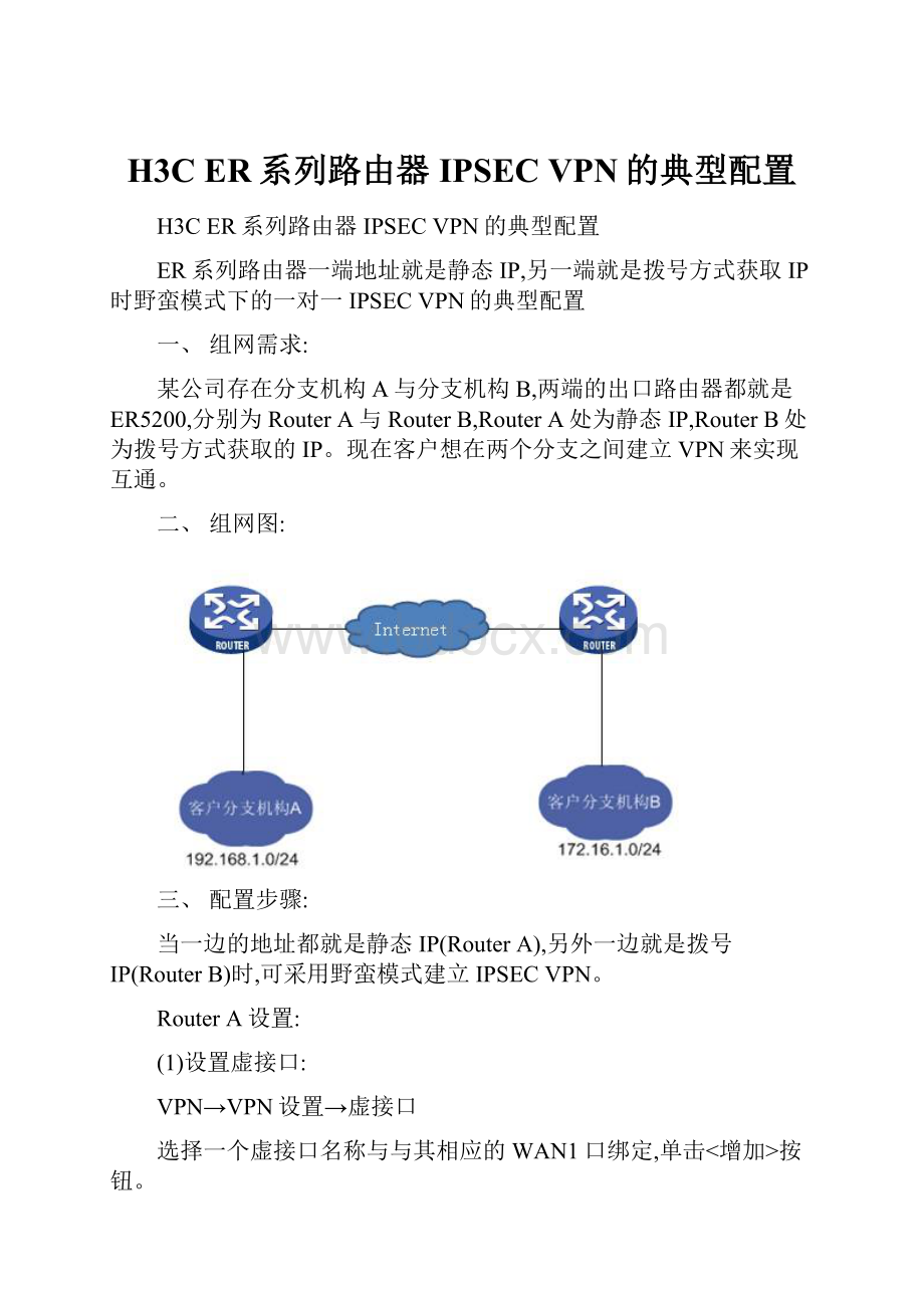 H3C ER系列路由器IPSEC VPN的典型配置.docx_第1页