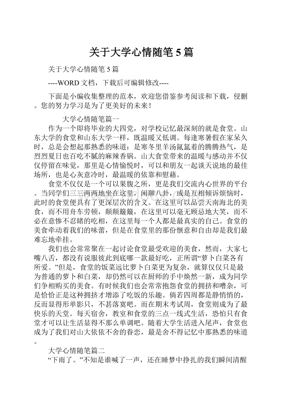 关于大学心情随笔5篇.docx