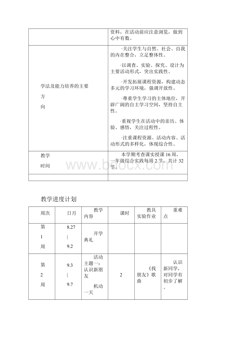 一年级综合实践教案及教学进度计划.docx_第3页