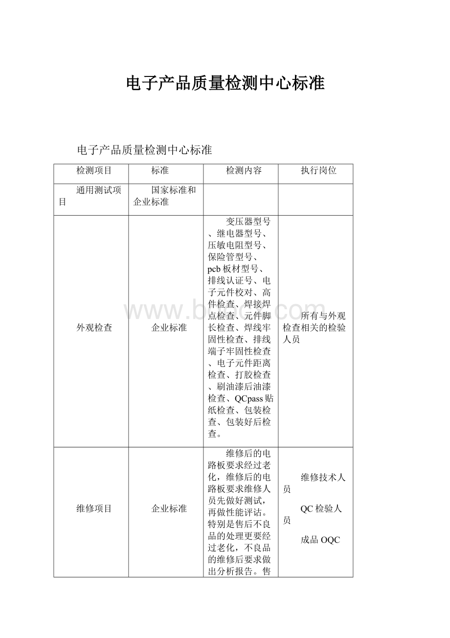 电子产品质量检测中心标准.docx_第1页