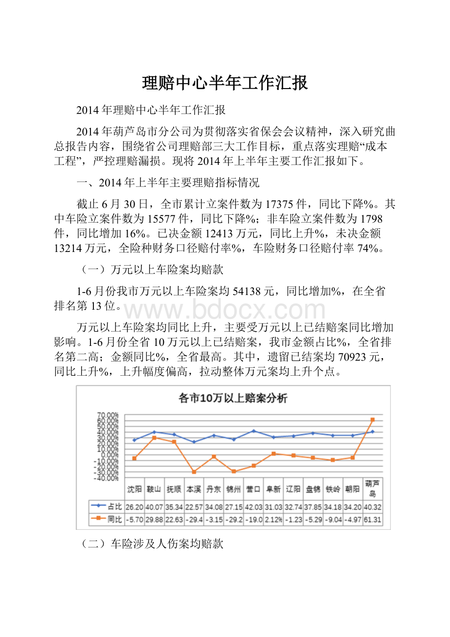 理赔中心半年工作汇报.docx_第1页