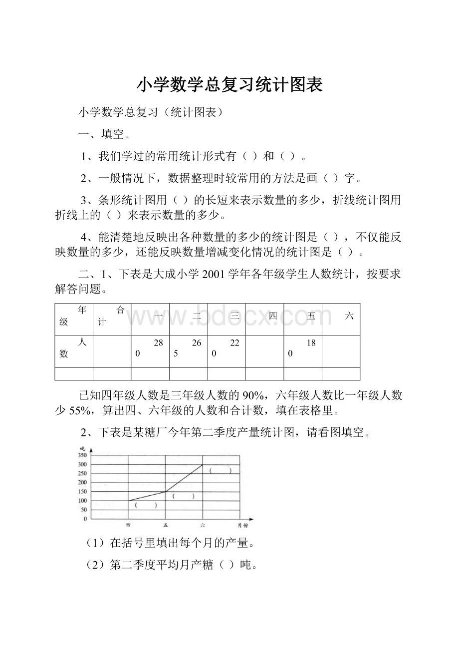 小学数学总复习统计图表.docx