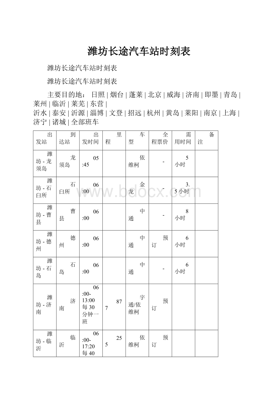 潍坊长途汽车站时刻表.docx