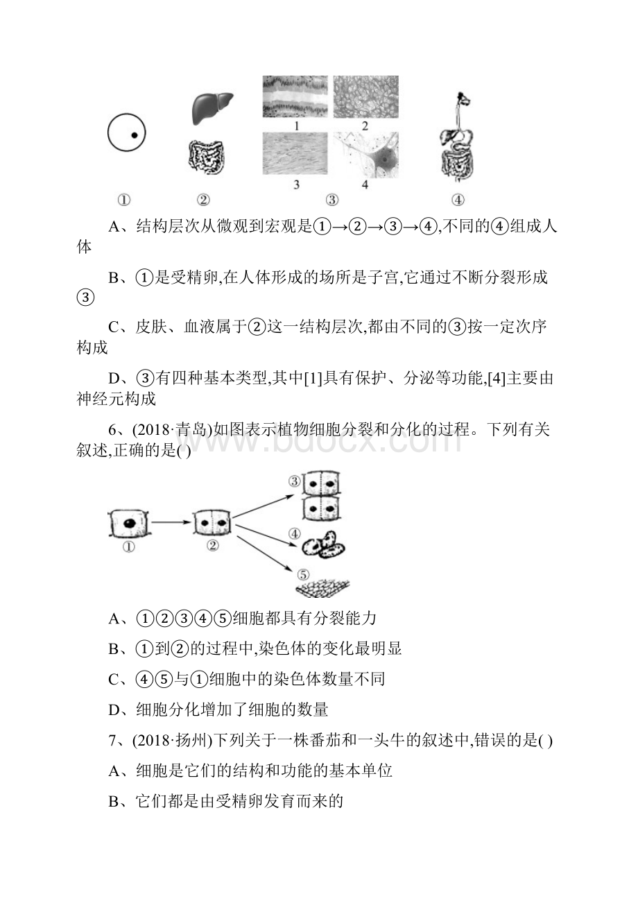 山东省淄博市中考生物第二单元第三章真题模拟实训55.docx_第2页