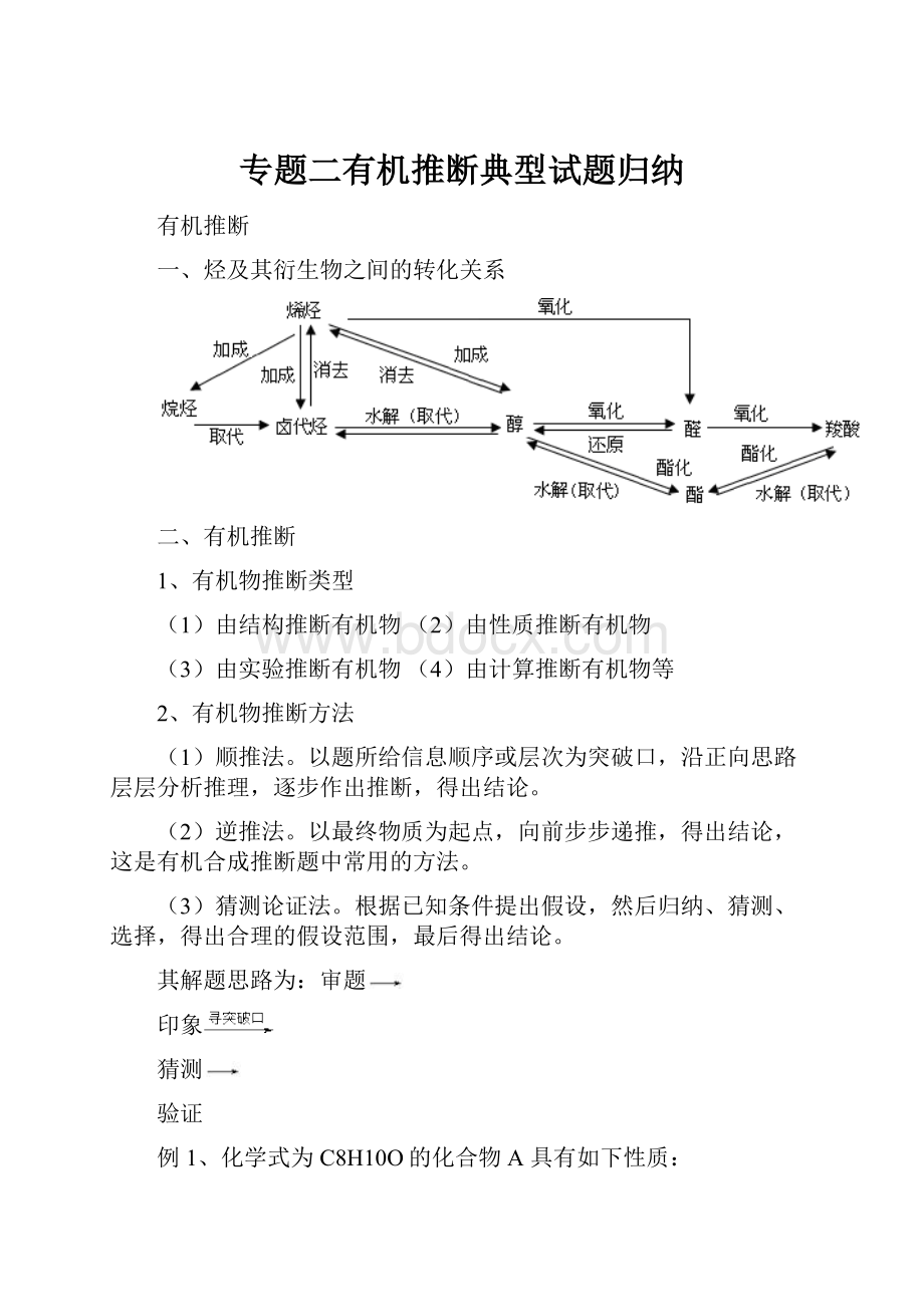 专题二有机推断典型试题归纳.docx_第1页