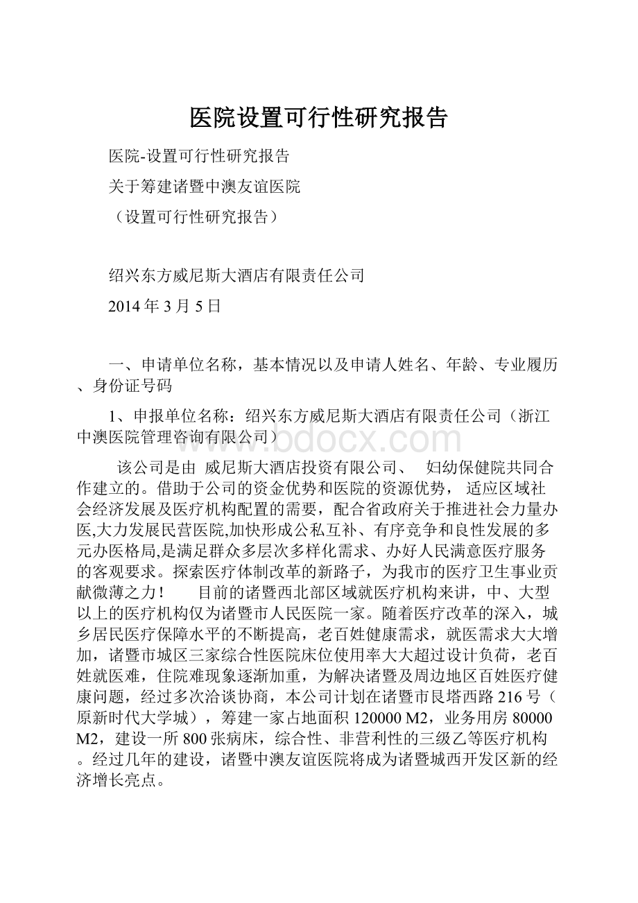 医院设置可行性研究报告.docx