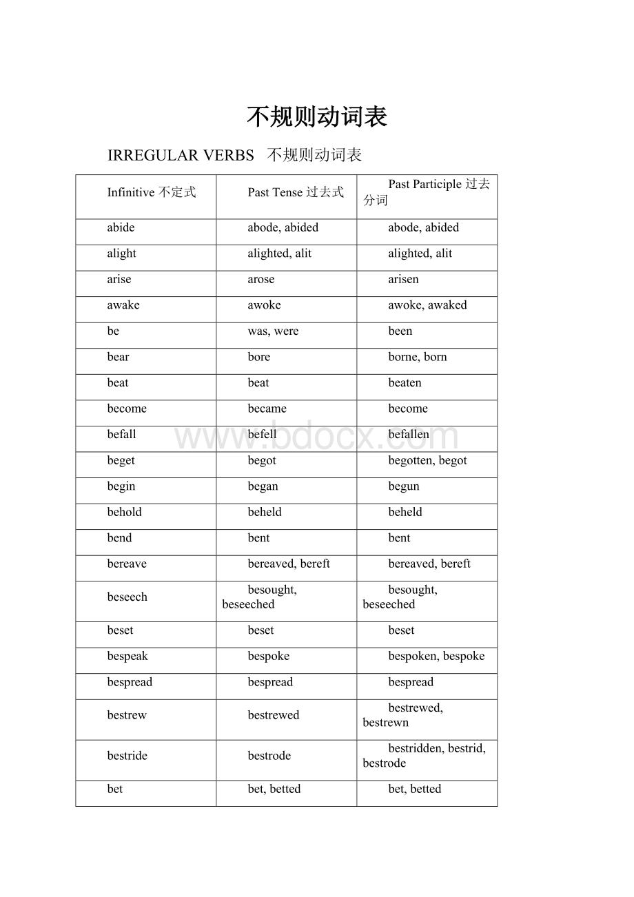 不规则动词表.docx
