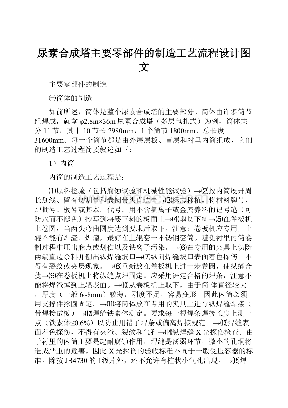 尿素合成塔主要零部件的制造工艺流程设计图文.docx