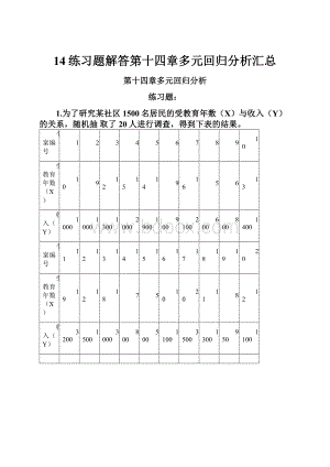 14练习题解答第十四章多元回归分析汇总.docx