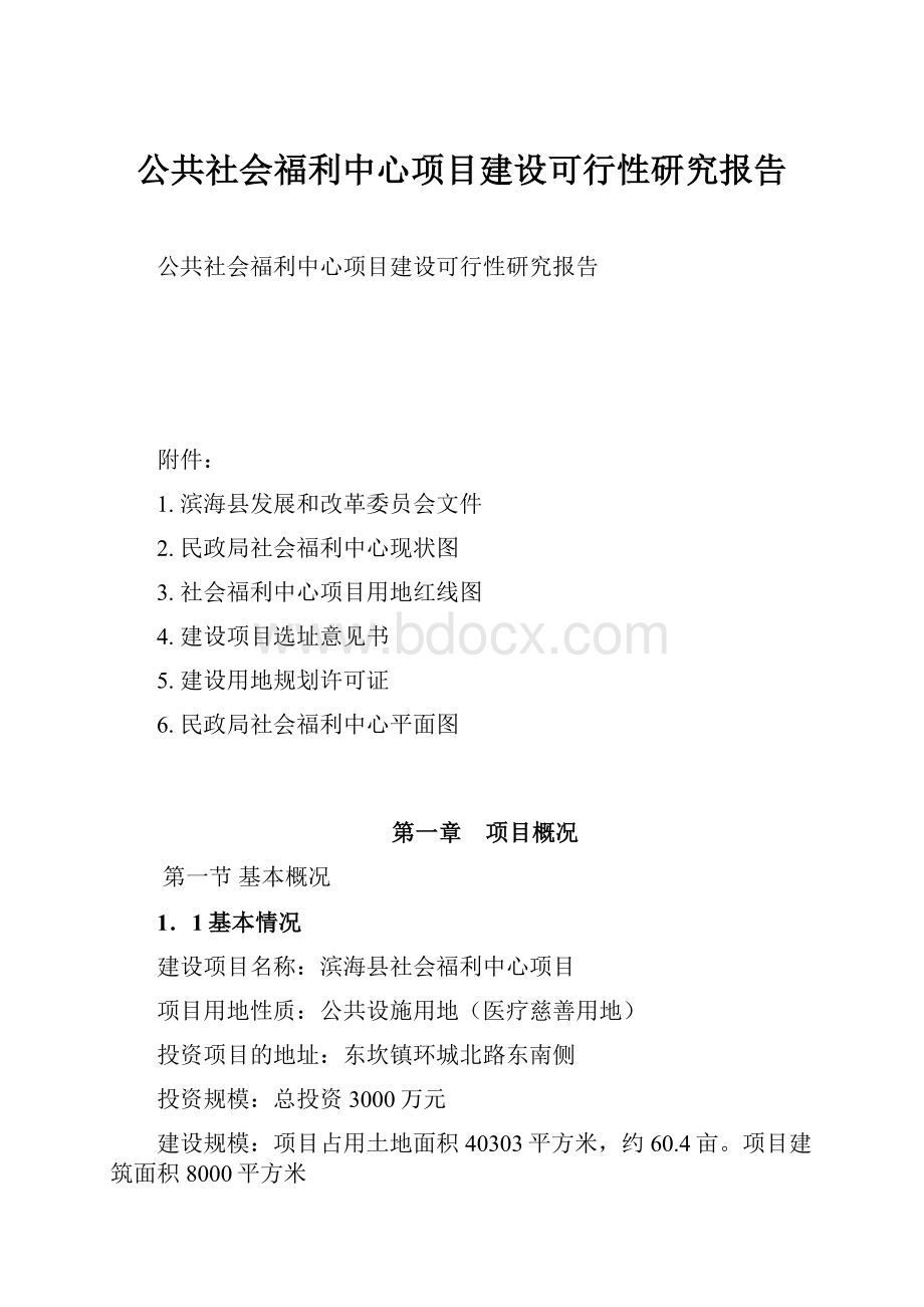 公共社会福利中心项目建设可行性研究报告.docx