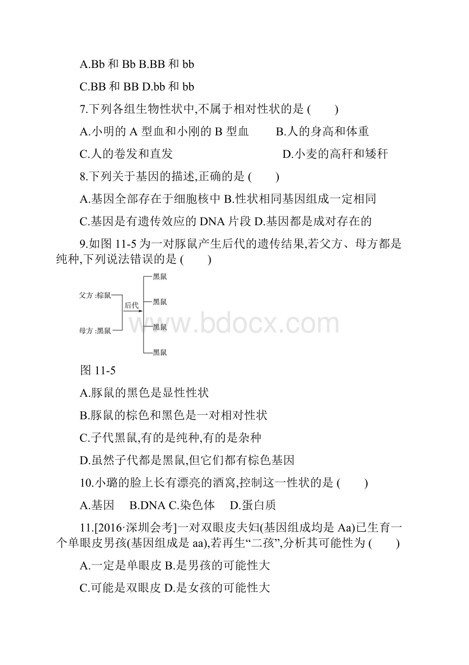 中考生物主题复习 生物的生殖发育和遗传变异 生物的遗传和变异练习.docx_第3页