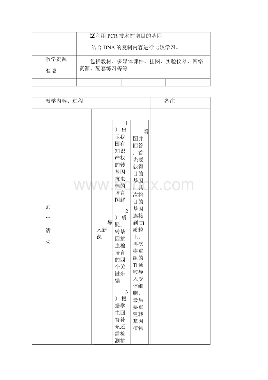 基因工程的基本操作程序教学设计.docx_第2页