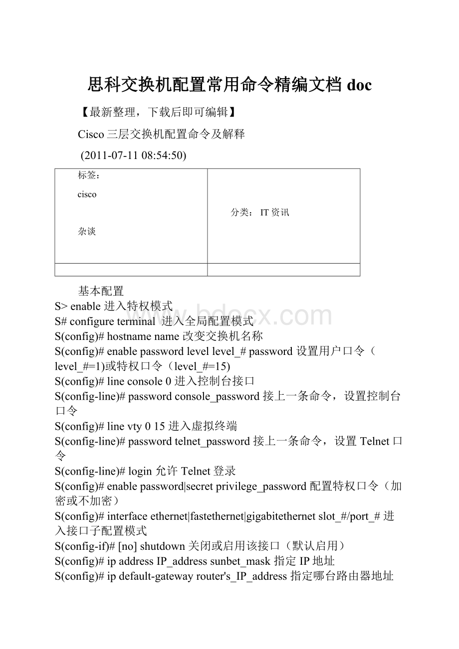 思科交换机配置常用命令精编文档doc.docx