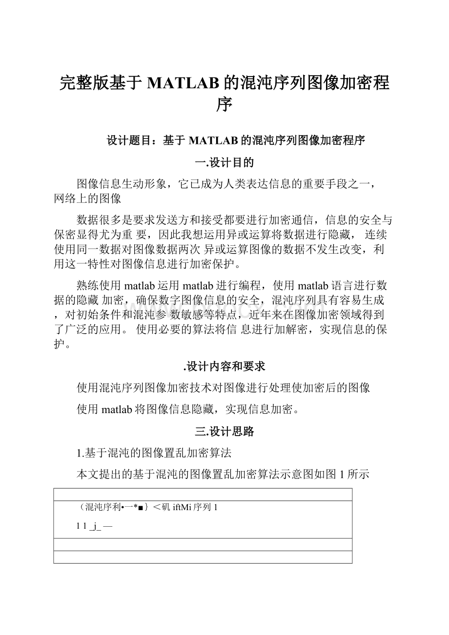 完整版基于MATLAB的混沌序列图像加密程序.docx