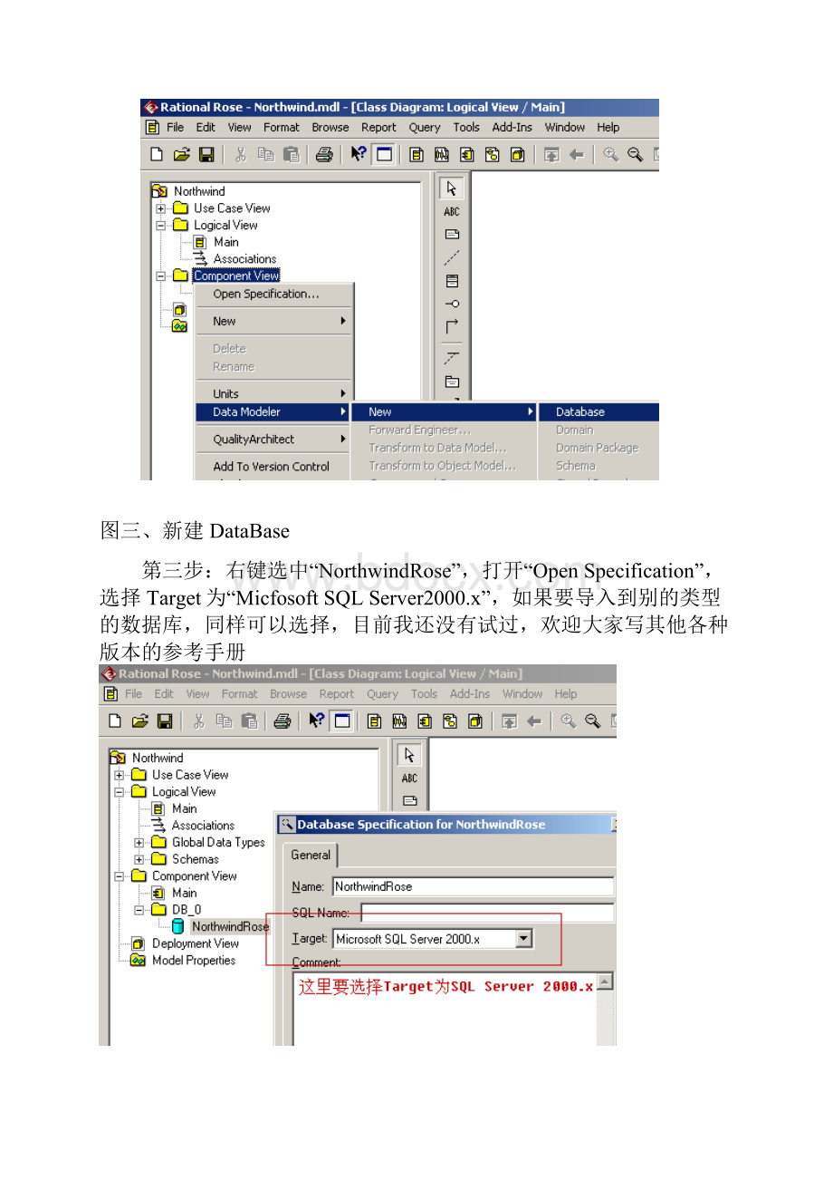 使用Rose进行数据库建模并导入SQLServer的图解详细过程.docx_第3页