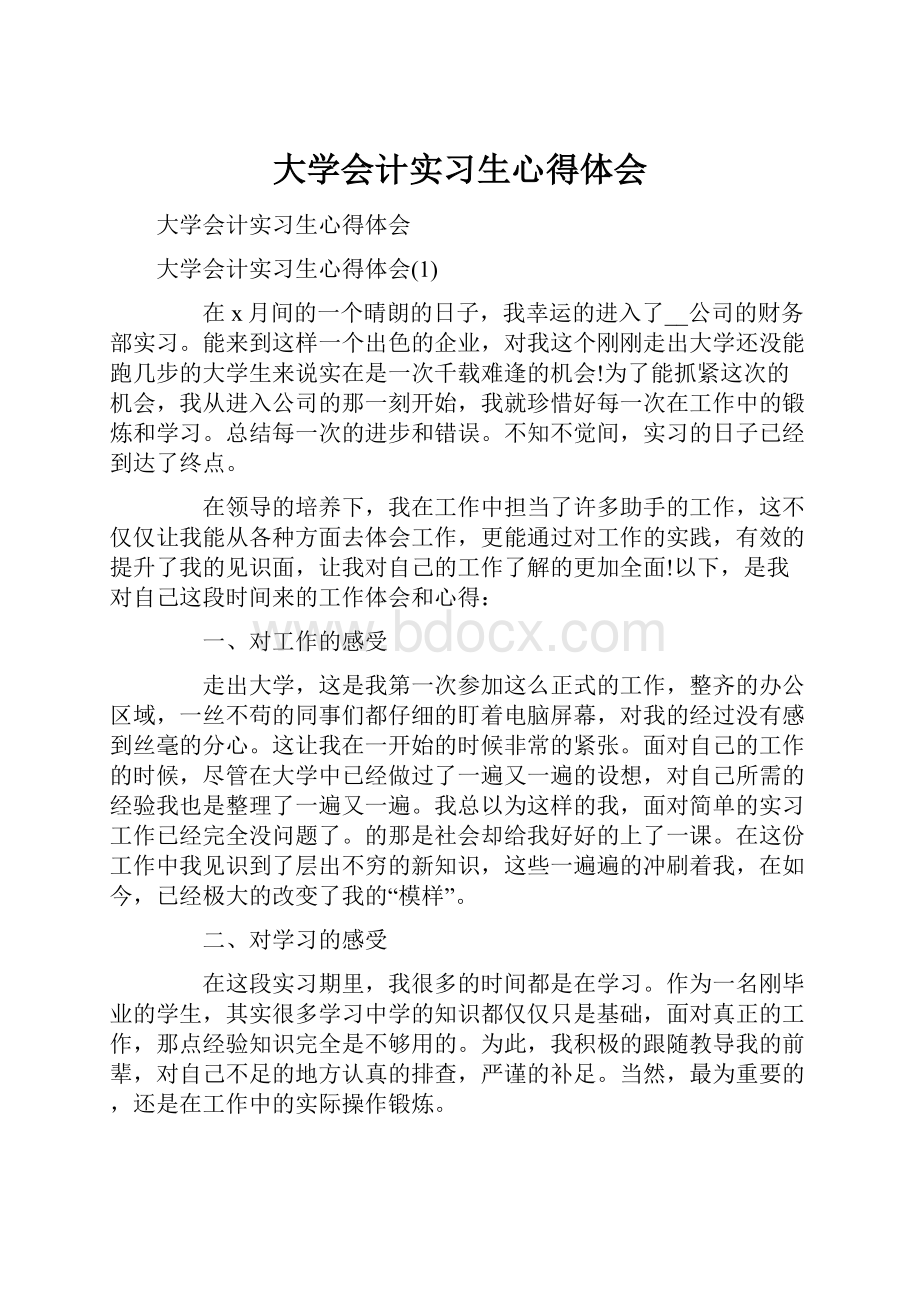 大学会计实习生心得体会.docx