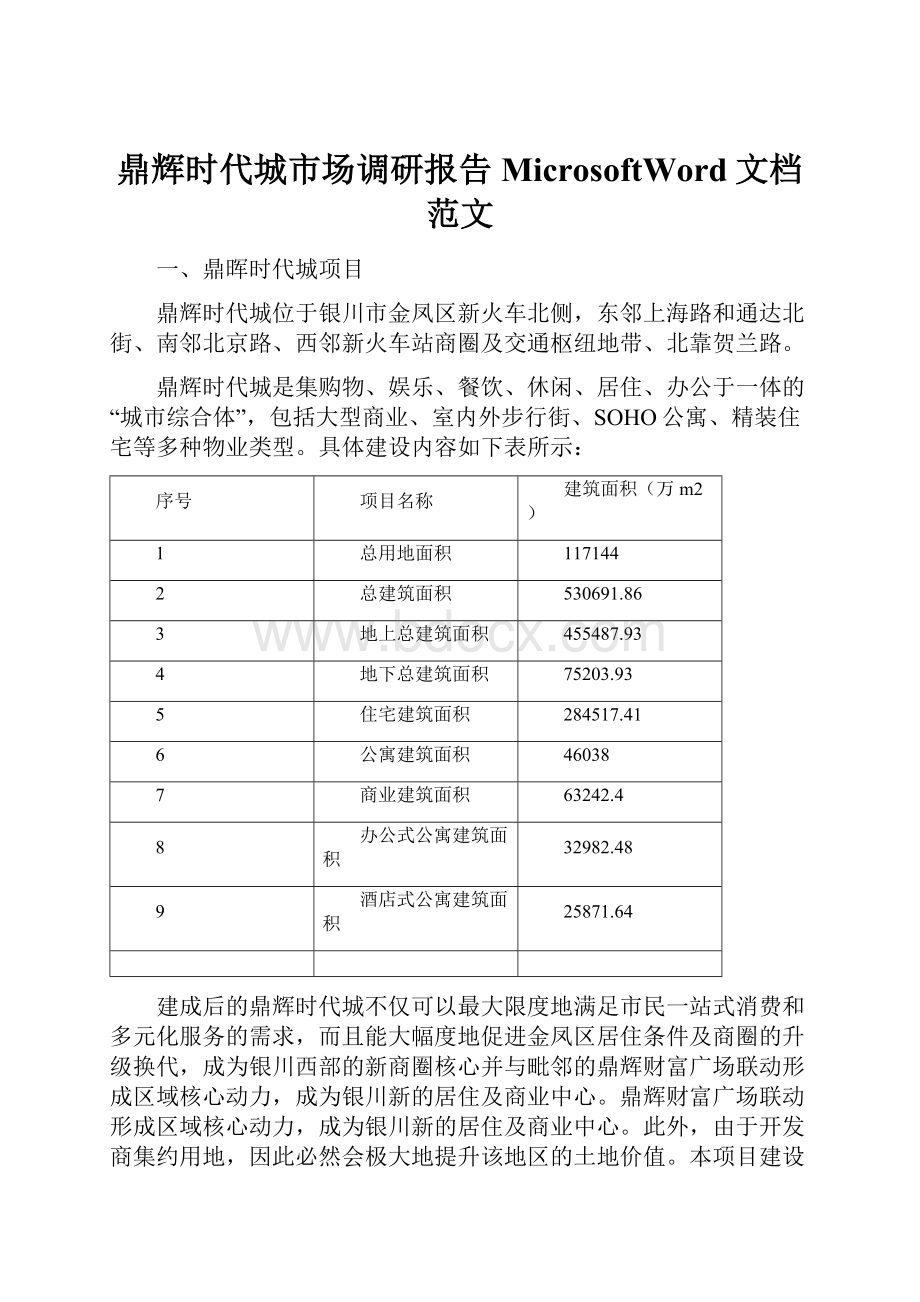 鼎辉时代城市场调研报告MicrosoftWord文档范文.docx