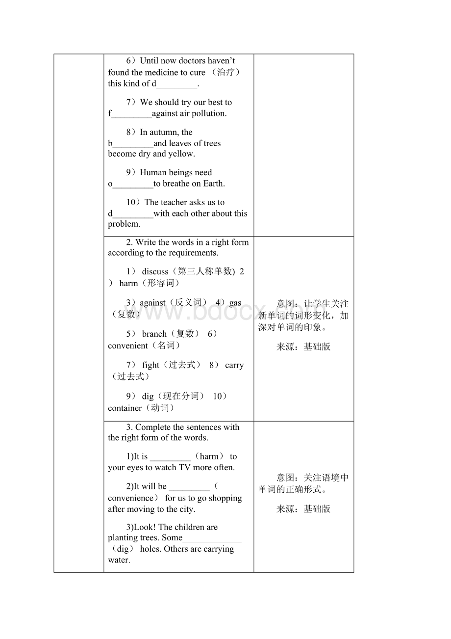 沪教牛津版英语 七年级下册双减分层作业设计案例 样例 Unit 4 Save the trees.docx_第2页