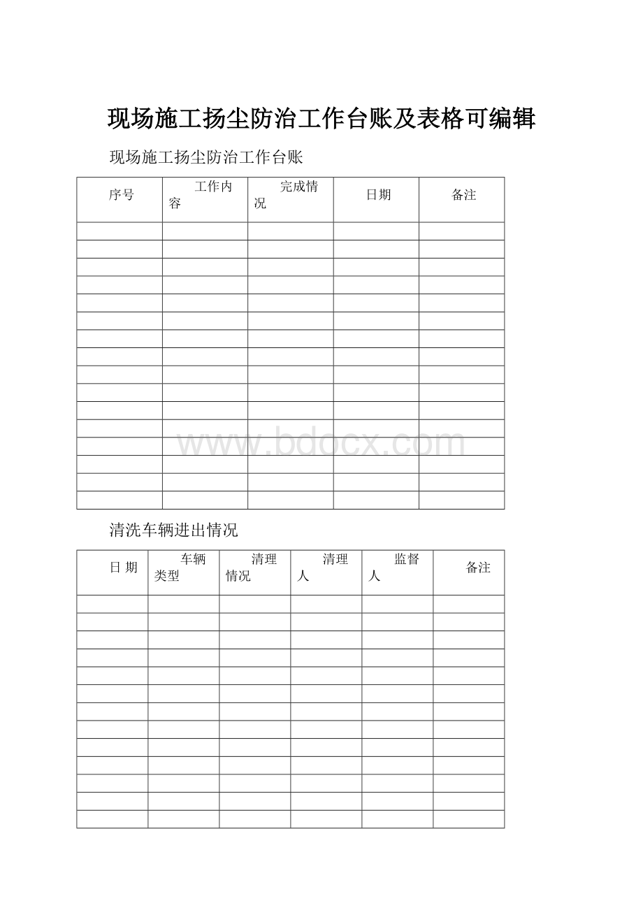 现场施工扬尘防治工作台账及表格可编辑.docx