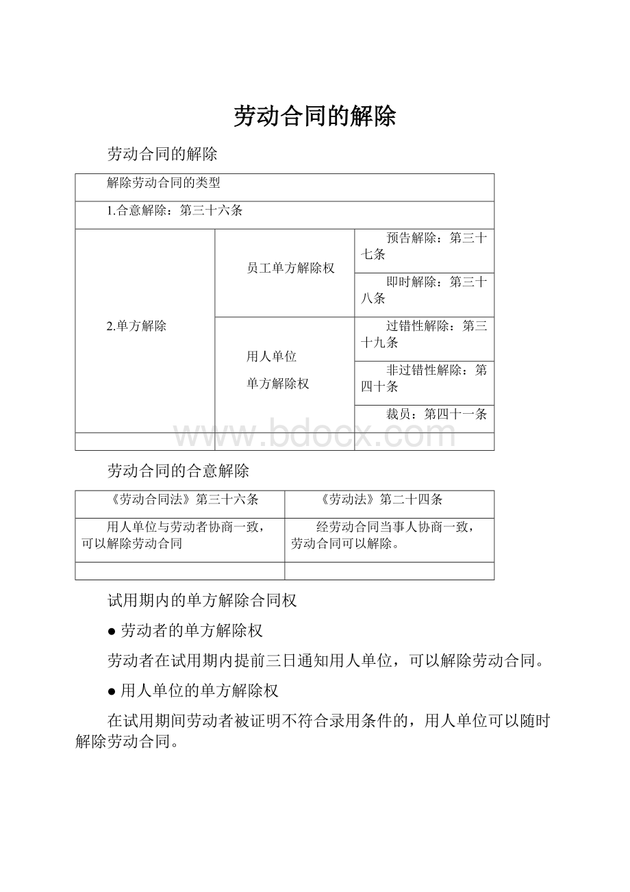 劳动合同的解除.docx_第1页