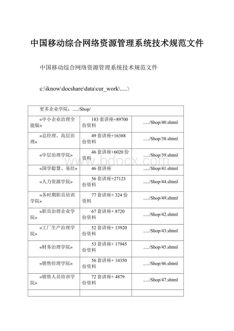 中国移动综合网络资源管理系统技术规范文件.docx