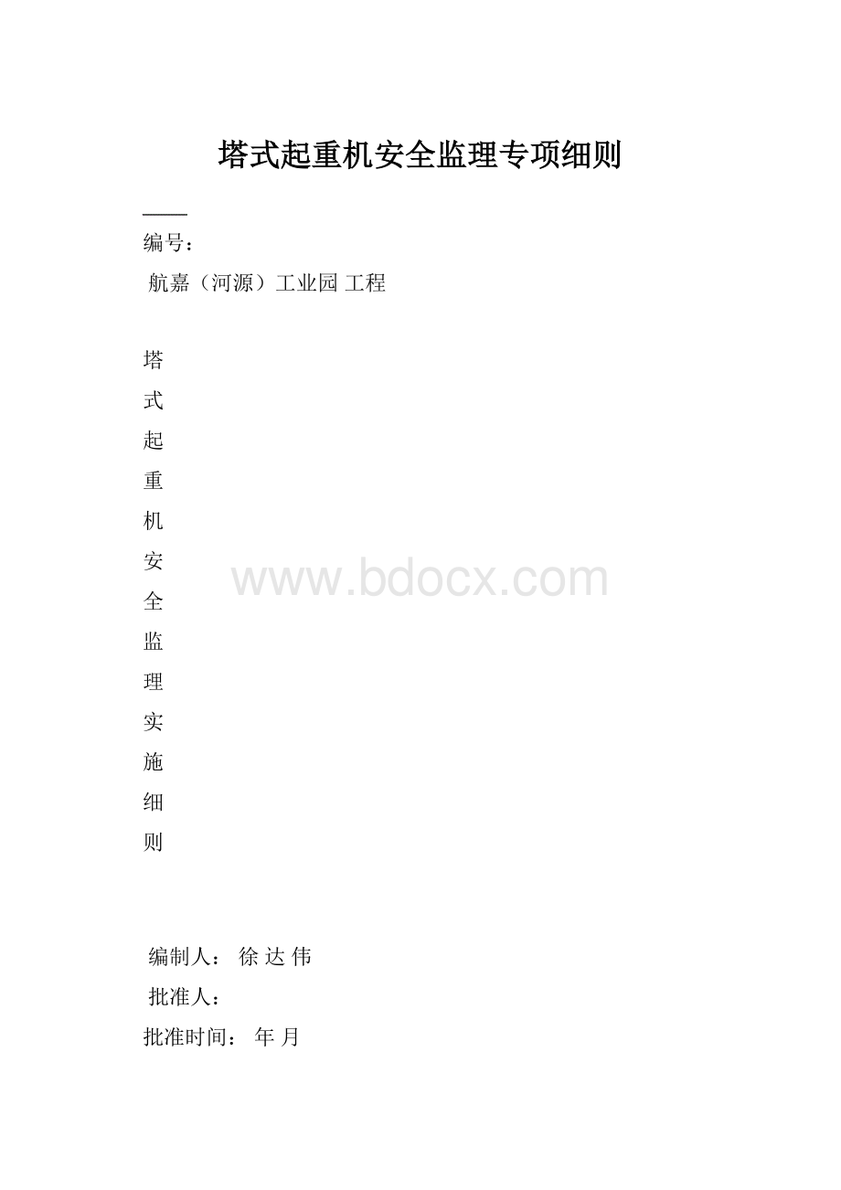 塔式起重机安全监理专项细则.docx