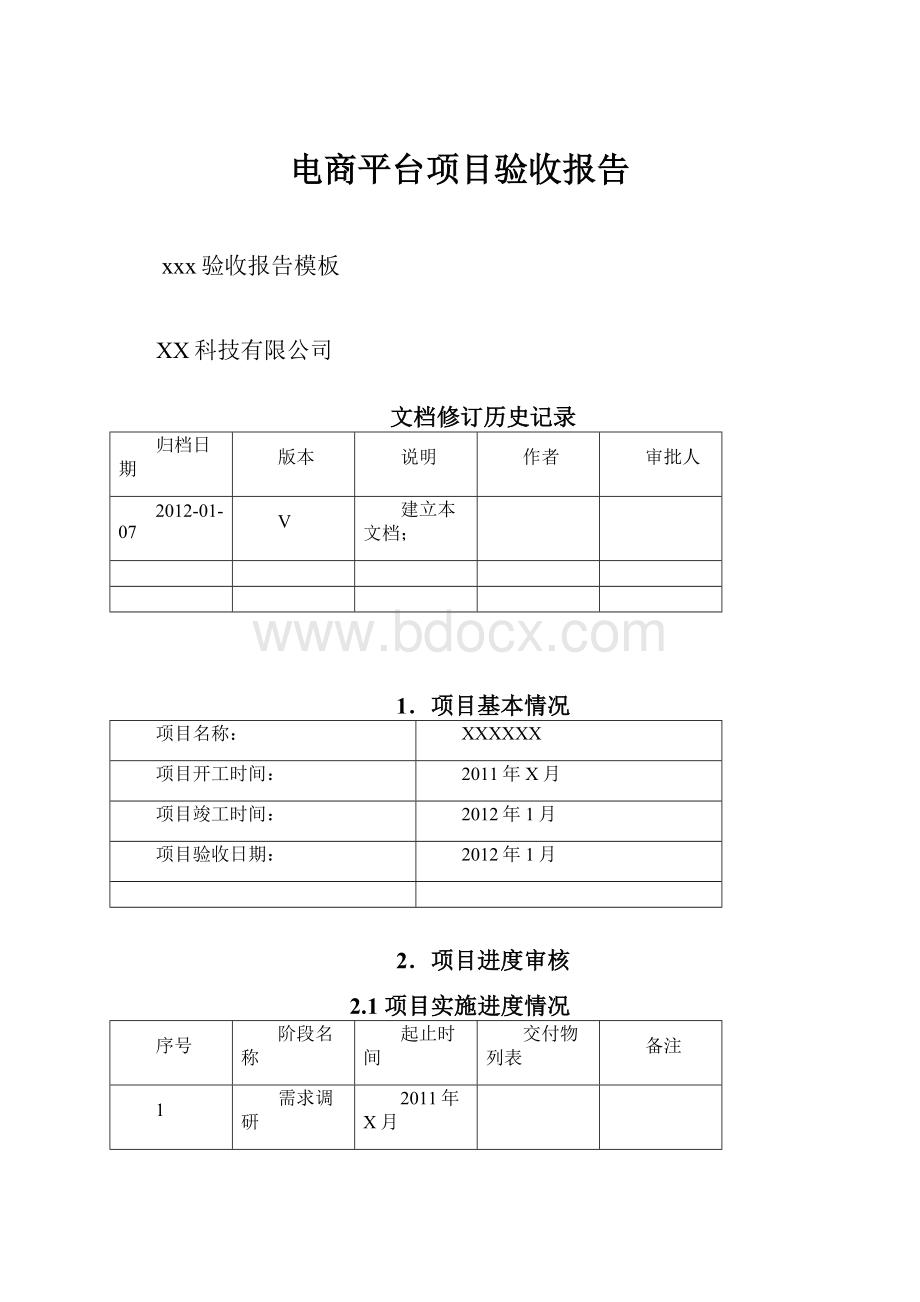 电商平台项目验收报告.docx