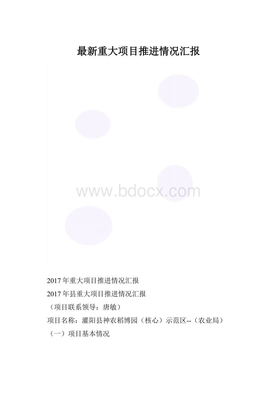 最新重大项目推进情况汇报.docx