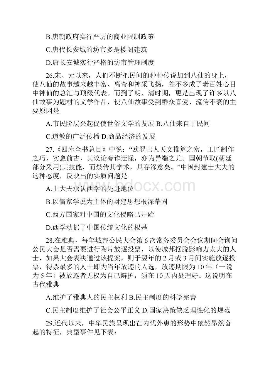 陕西省长安一中高新一中交大附中师大附中西安中学届高三第一次模拟考试历史试题.docx_第2页