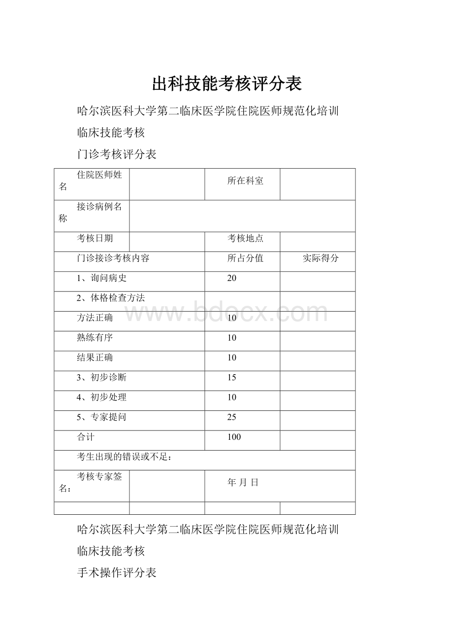 出科技能考核评分表.docx_第1页