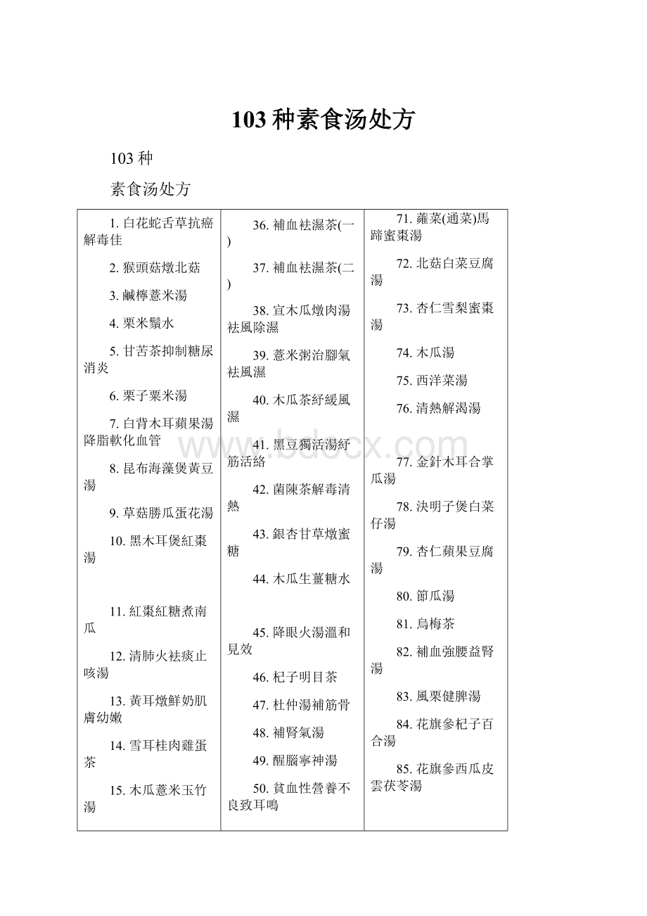 103种素食汤处方.docx_第1页