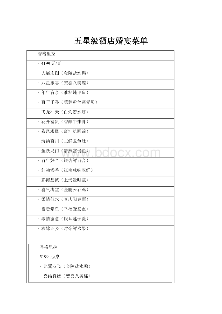 五星级酒店婚宴菜单.docx_第1页