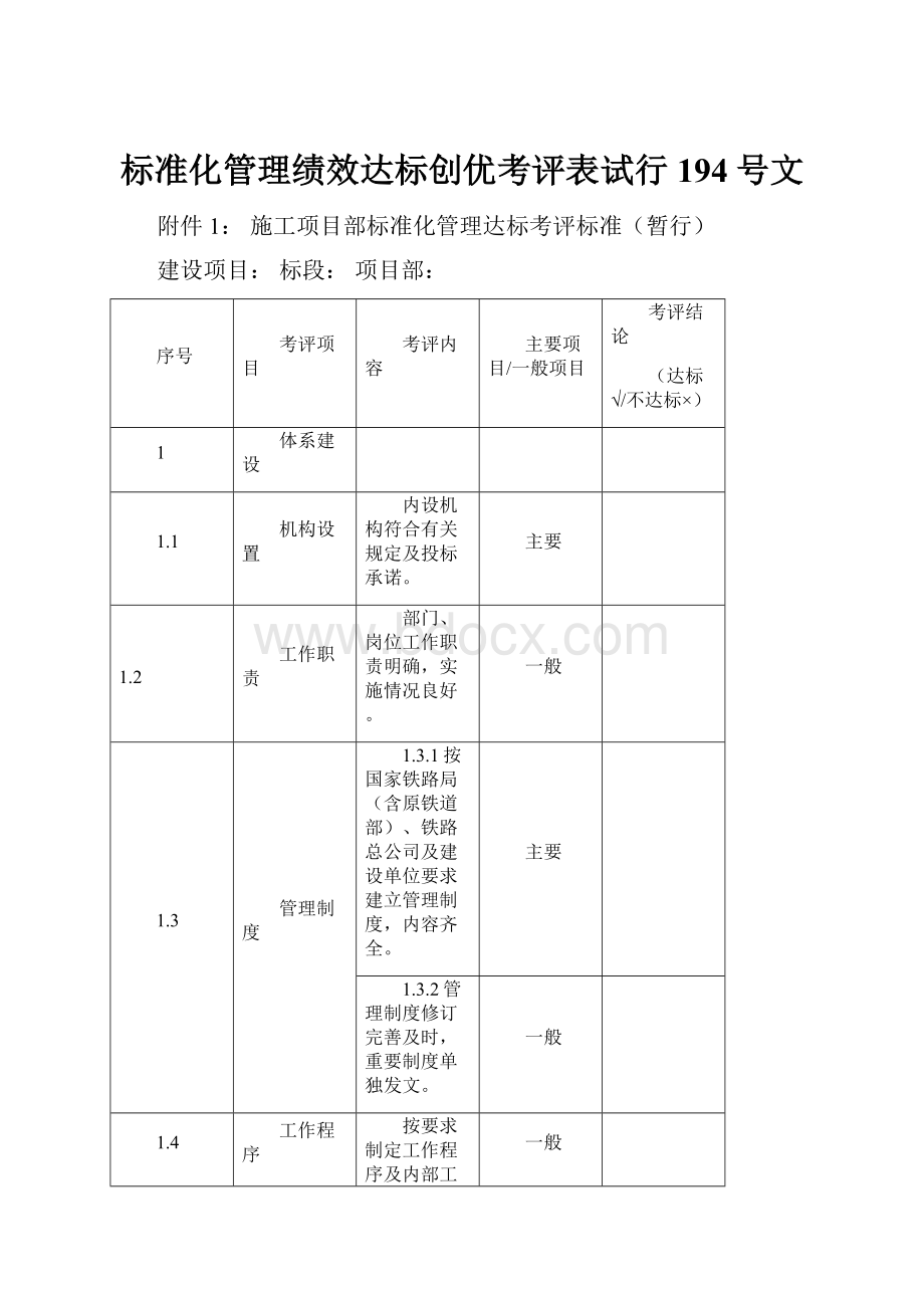 标准化管理绩效达标创优考评表试行194号文.docx_第1页